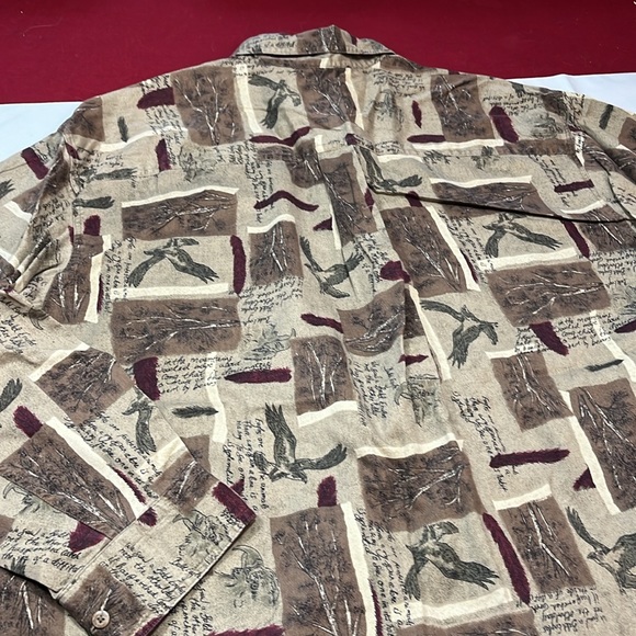 Woolrich EAGLES BIRD flannel shirt men’s XL burgundy feather 90s dad Shirt woods - Picture 10 of 14